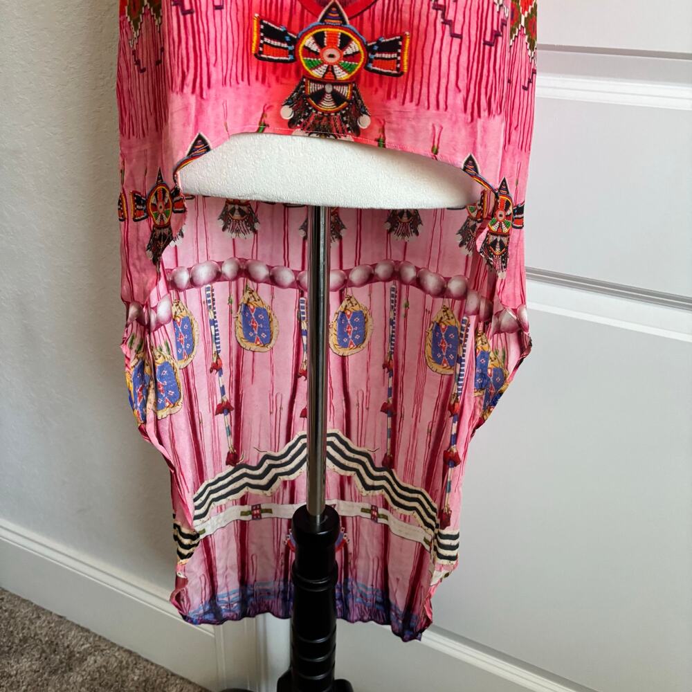 Shahida Parides Navajo High-low Dress Red Southwestern Tribal Embellished - Picture 13 of 13